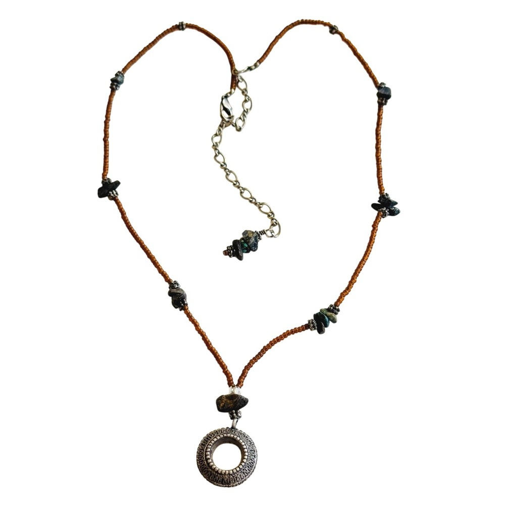 BOHO Necklace VTG blue Turquoise Collar Beaded Genuine Sterling Silver 925 22"L